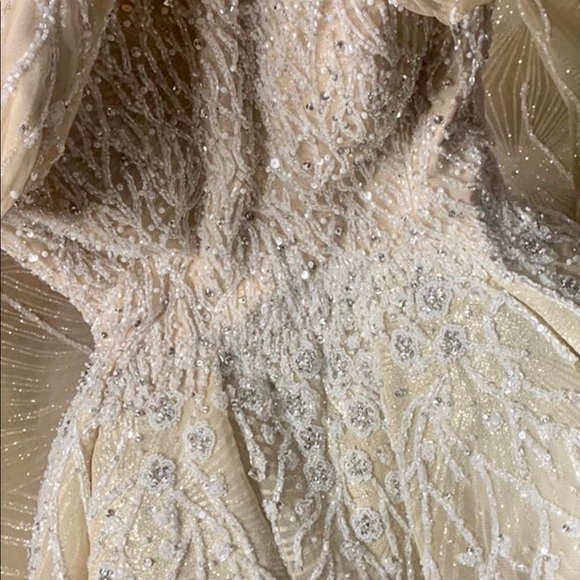 Wedding dress heavy embellished beaded long sleeve - Picture 6 of 13